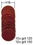 Шлиф.круги PROXXON без дискодержателя (диам.18 мм., зерн.К 100, 150 по 10 шт.) (28983) 